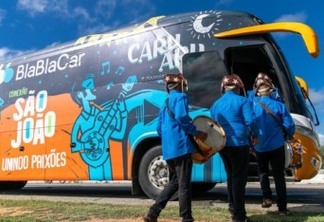 Ônibus da campanha Duas Cidades: uma paixão da BlaBlaCar
